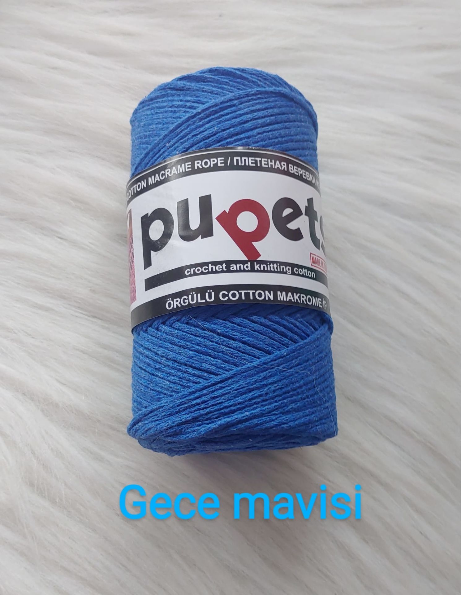 2 mm Pamuklu Makrome Gece mavisi