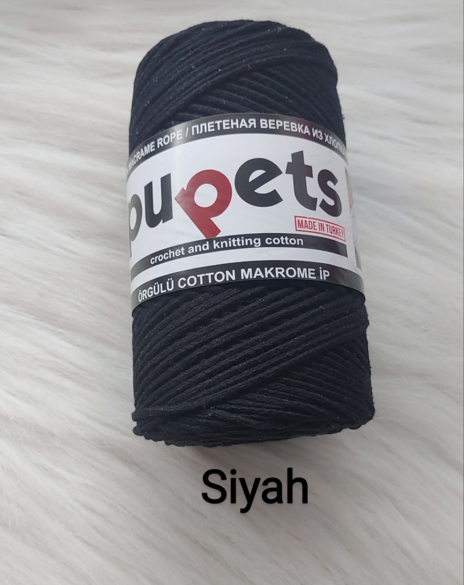 2 mm Pamuklu Makrome Siyah