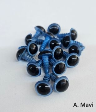 12 mm Renkli İthal Amigurumi Göz Açık Mavi