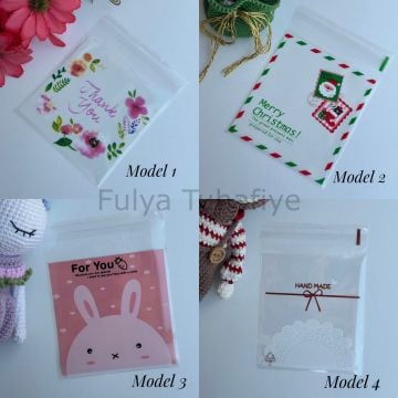 Yapışkan Bantlı Figürlü Jelatin Poşet 10'lu