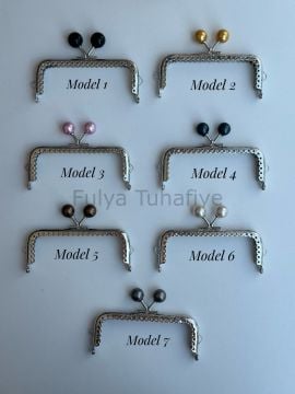 İnci Tokalı Kare Cüzdan Klipsi