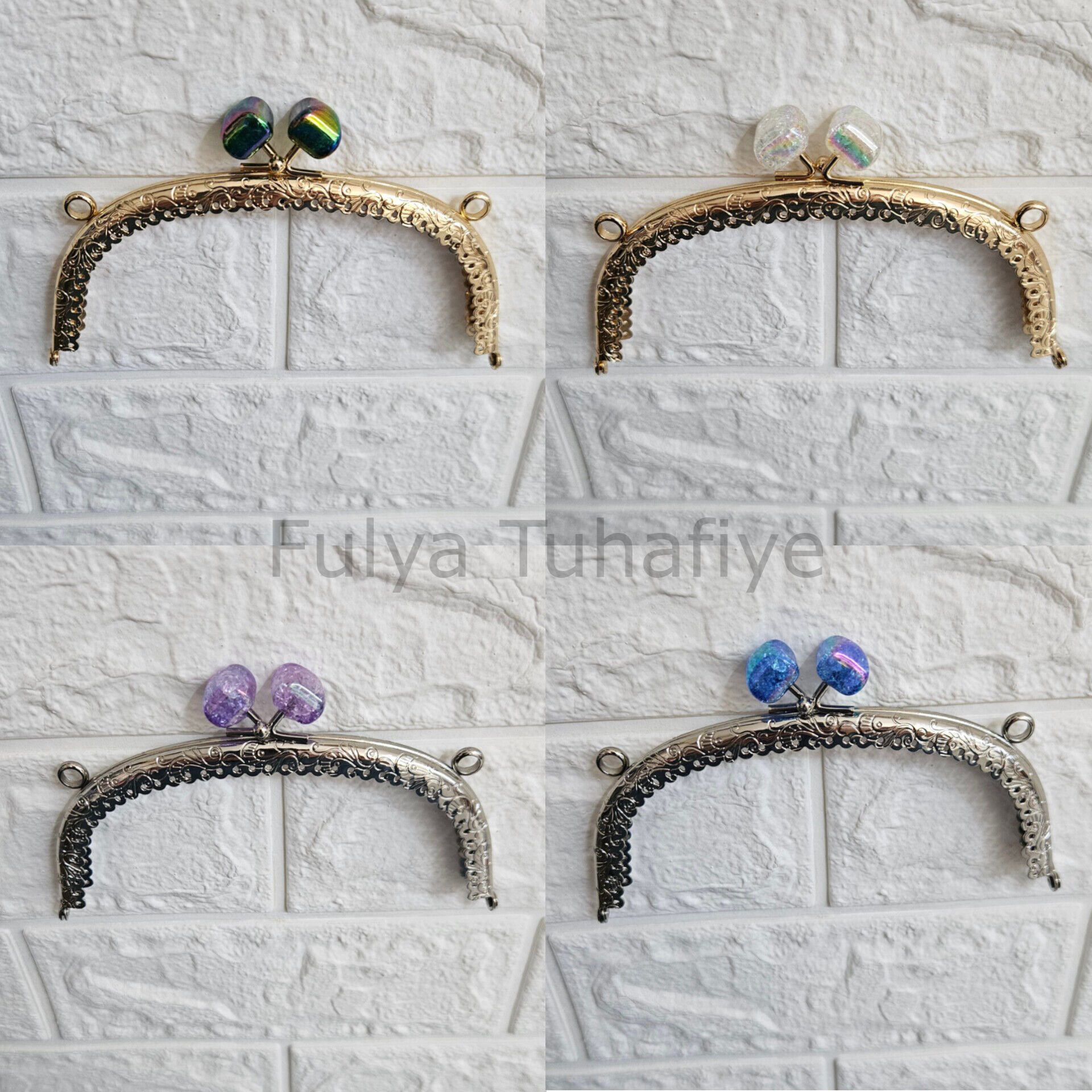 Kristal Taşlı Oval Çanta Klipsi 15 cm