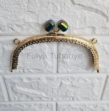 Kristal Taşlı Oval Çanta Klipsi 15 cm Gold Model 1