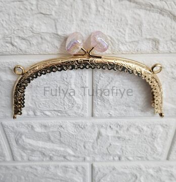 Kristal Taşlı Oval Çanta Klipsi 15 cm Gold Model 5