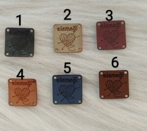 Elemeği Yazılı Deri Etiket Kare Model