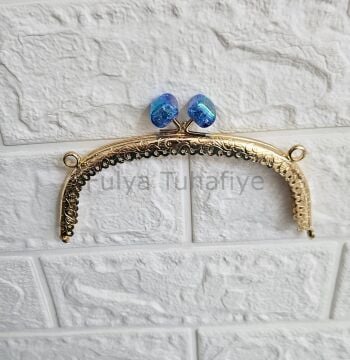Kristal Taşlı Oval Çanta Klipsi 15 cm Gold Model 6