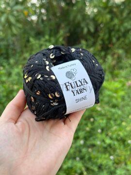 Fulya Yarn Shine Pullu İp Gold Siyah
