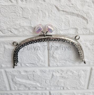 Kristal Taşlı Oval Çanta Klipsi 15 cm Gümüş Model 1