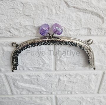 Kristal Taşlı Oval Çanta Klipsi 15 cm Gümüş Model 2