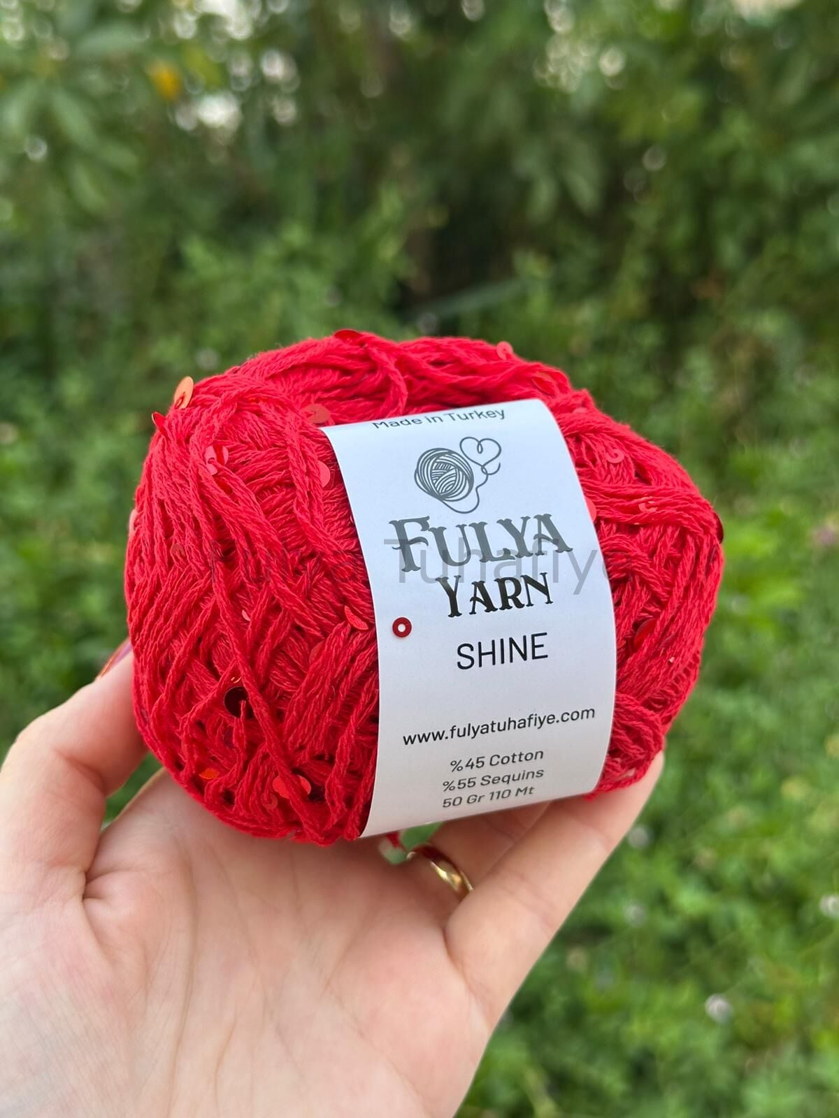 Fulya Yarn Shine Pullu İp Kırmızı
