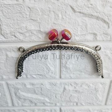 Kristal Taşlı Oval Çanta Klipsi 15 cm Gümüş Model 4