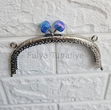 Kristal Taşlı Oval Çanta Klipsi 15 cm Gümüş Model 6