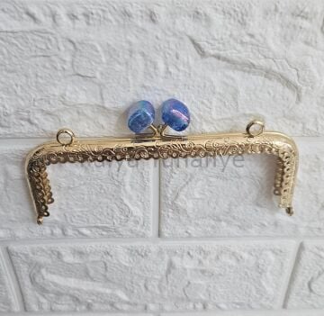 Kristal Taşlı Kare Çanta Klipsi 15 cm Gold Model 1