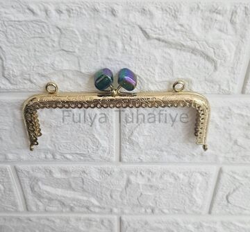 Kristal Taşlı Kare Çanta Klipsi 15 cm Gold Model 3
