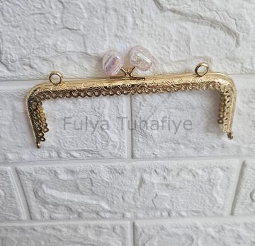 Kristal Taşlı Kare Çanta Klipsi 15 cm Gold Model 4