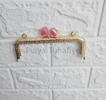 Kristal Taşlı Kare Çanta Klipsi 15 cm Gold Model 5