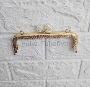 Kristal Taşlı Kare Çanta Klipsi 15 cm Gold Model 6