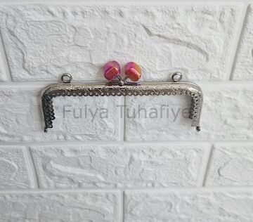 Kristal Taşlı Kare Çanta Klipsi 15 cm Gümüş Model 5