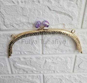 Kristal Taşlı Oval Çanta Klipsi 20 cm Gold Model 2