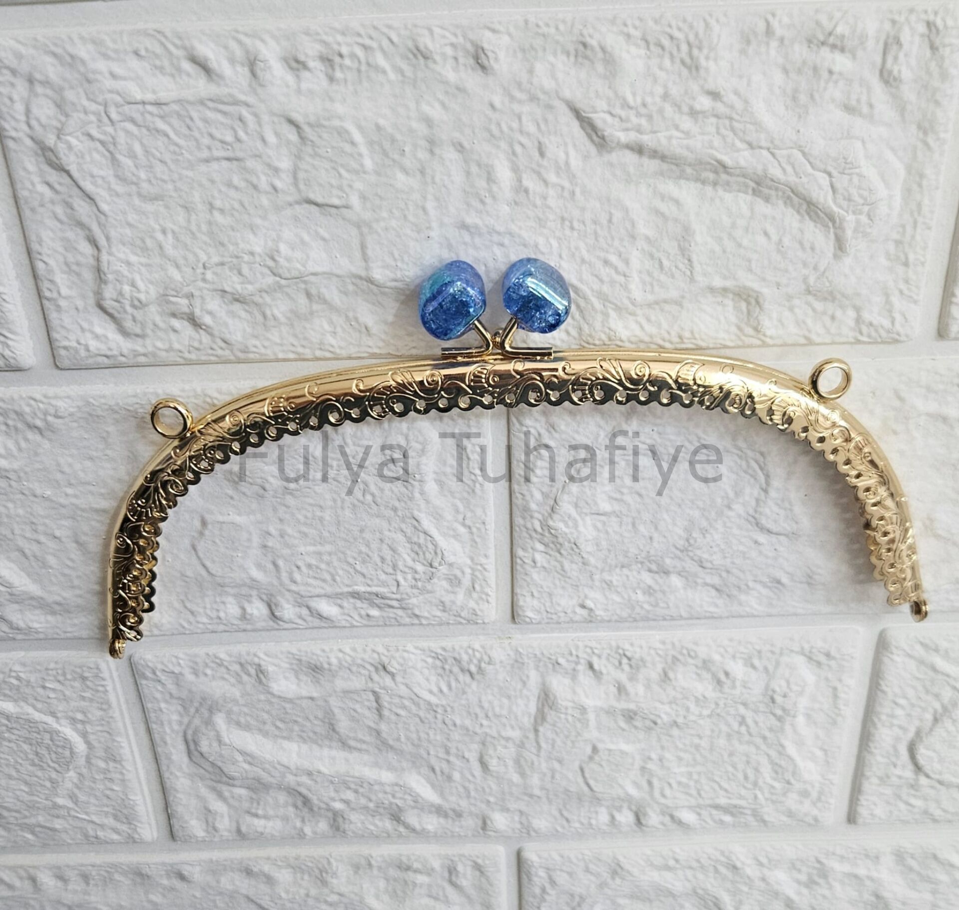 Kristal Taşlı Oval Çanta Klipsi 20 cm Gold Model 4
