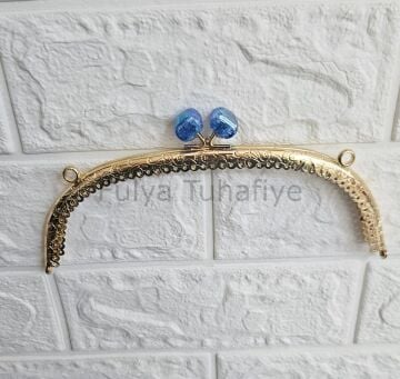 Kristal Taşlı Oval Çanta Klipsi 20 cm Gold Model 4