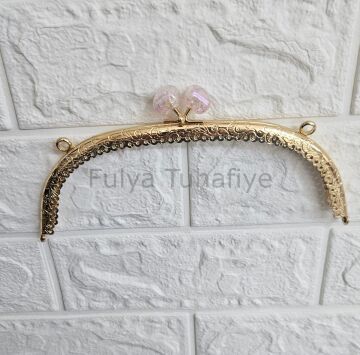 Kristal Taşlı Oval Çanta Klipsi 20 cm Gold Model 5