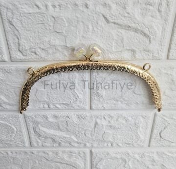 Kristal Taşlı Oval Çanta Klipsi 20 cm Gold Model 6