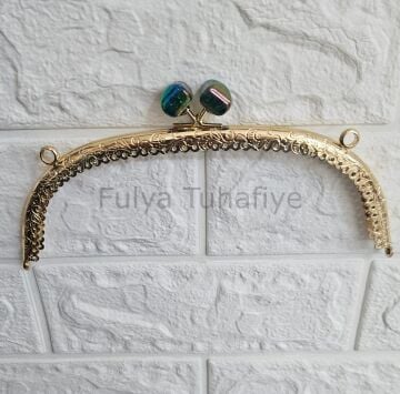 Kristal Taşlı Oval Çanta Klipsi 20 cm Gold Model 7