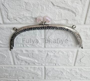 Kristal Taşlı Oval Çanta Klipsi 20 cm Gümüş Model 2
