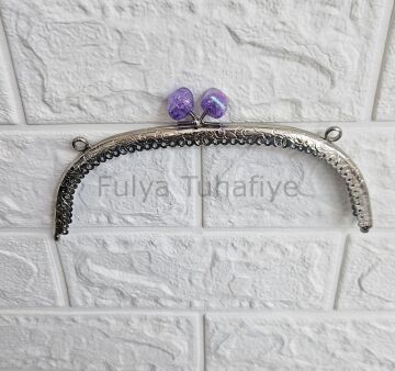 Kristal Taşlı Oval Çanta Klipsi 20 cm Gümüş Model 3