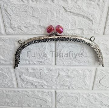 Kristal Taşlı Oval Çanta Klipsi 20 cm Gümüş Model 4