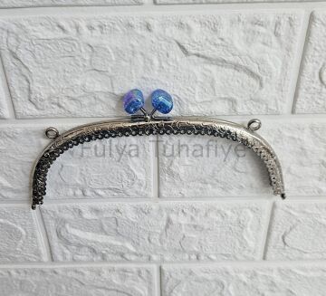 Kristal Taşlı Oval Çanta Klipsi 20 cm Gümüş Model 6