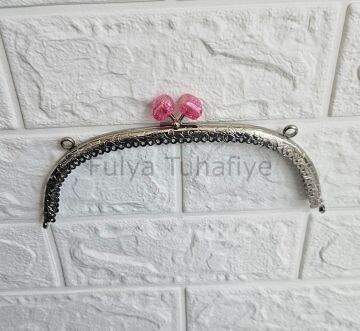 Kristal Taşlı Oval Çanta Klipsi 20 cm Gümüş Model 7