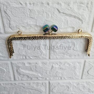 Kristal Taşlı Kare Çanta Klipsi 20 cm Gold Model 3