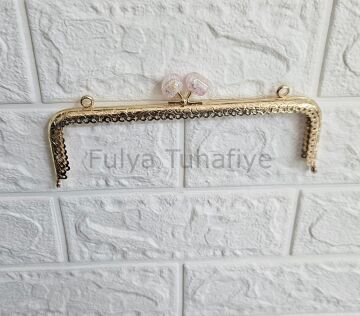 Kristal Taşlı Kare Çanta Klipsi 20 cm Gold Model 4