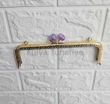 Kristal Taşlı Kare Çanta Klipsi 20 cm Gold Model 5