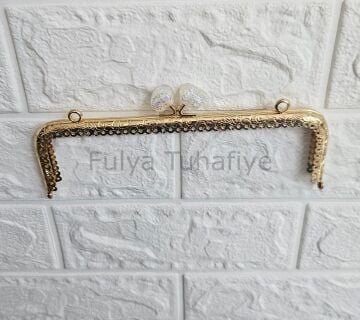 Kristal Taşlı Kare Çanta Klipsi 20 cm Gold Model 6