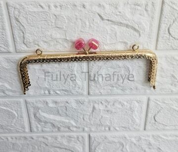 Kristal Taşlı Kare Çanta Klipsi 20 cm Gold Model 7