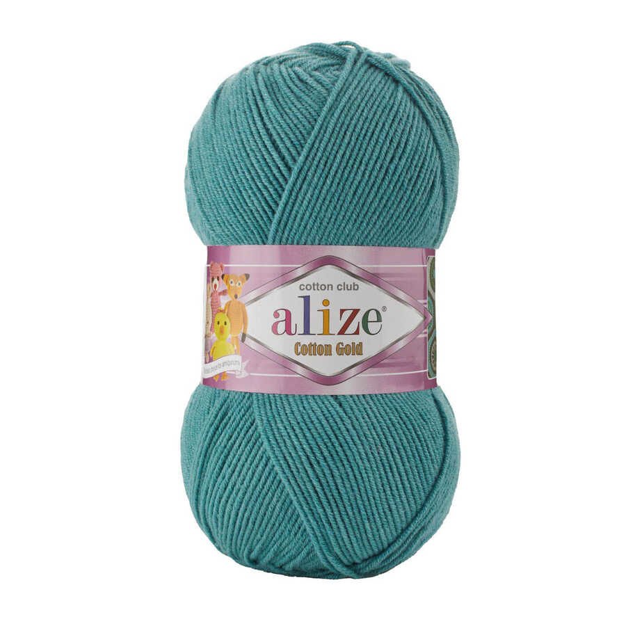 Alize Cotton Gold – 5 Gomitoli Da 100 G In Verde 485, Cotone 55% E Acrilico 45%, Totale 1650 Metri, Per Maglia E Uncinetto
