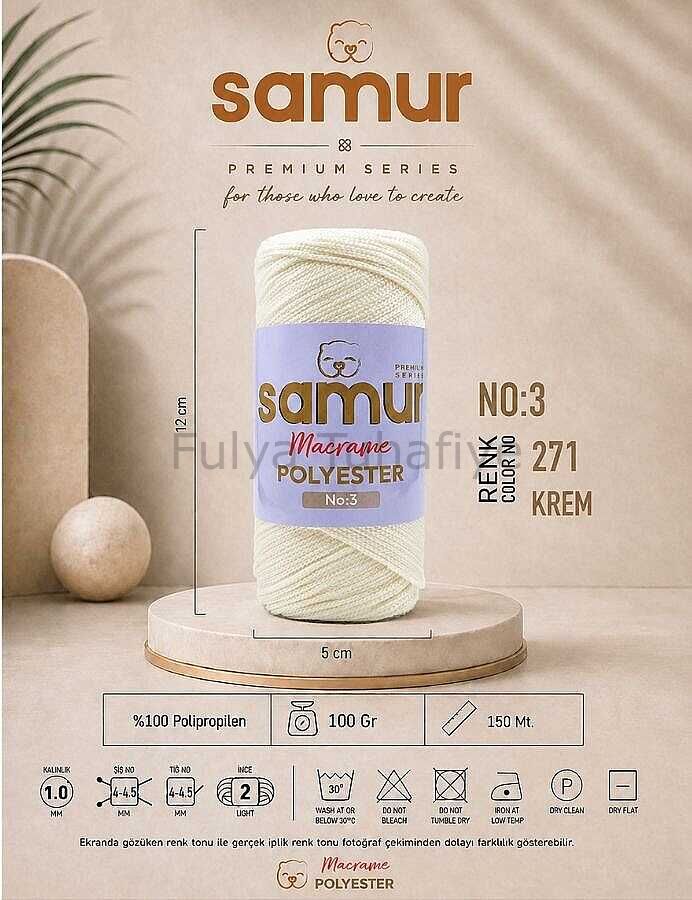 Samur Polyester Makrome 3 mm 0271 Krem