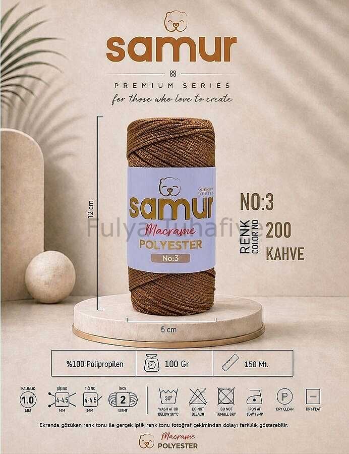 Samur Polyester Makrome 3 mm 0200 Kahve