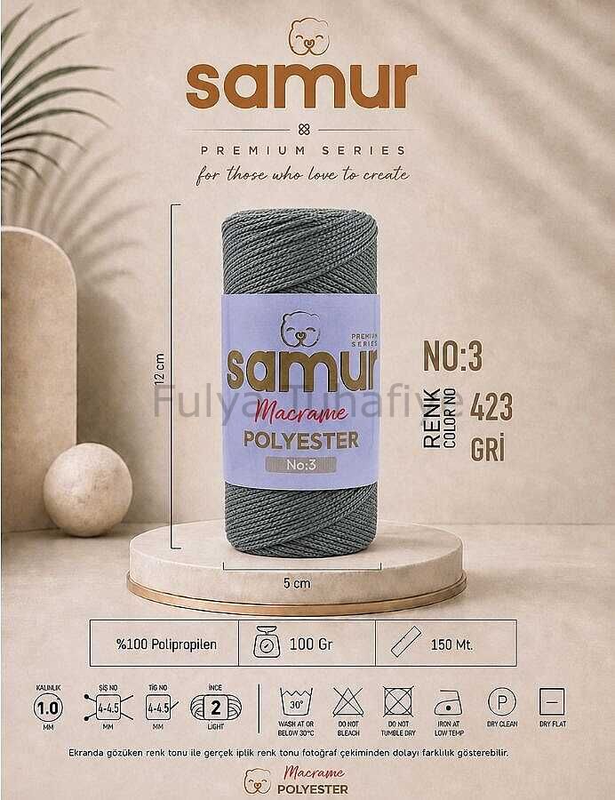 Samur Polyester Makrome 3 mm 0423 Gri
