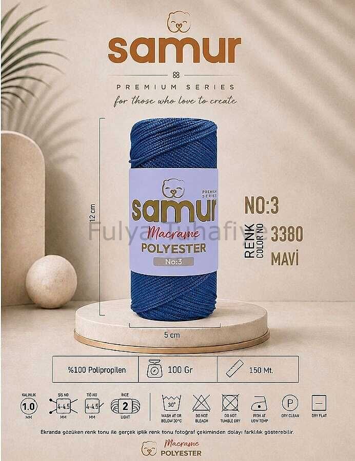 Samur Polyester Makrome 3 mm 3380 Mavi