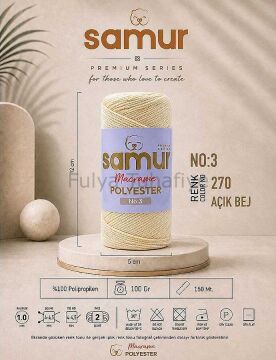 Samur Polyester Makrome 3 mm 0270 Açık Bej