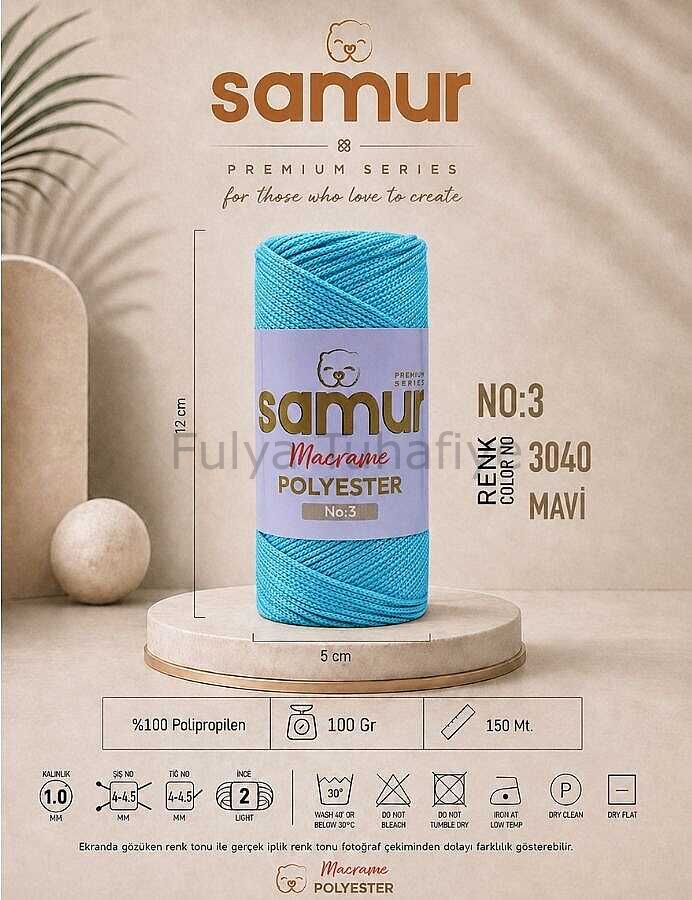 Samur Polyester Makrome 3 mm 3040 Mavi