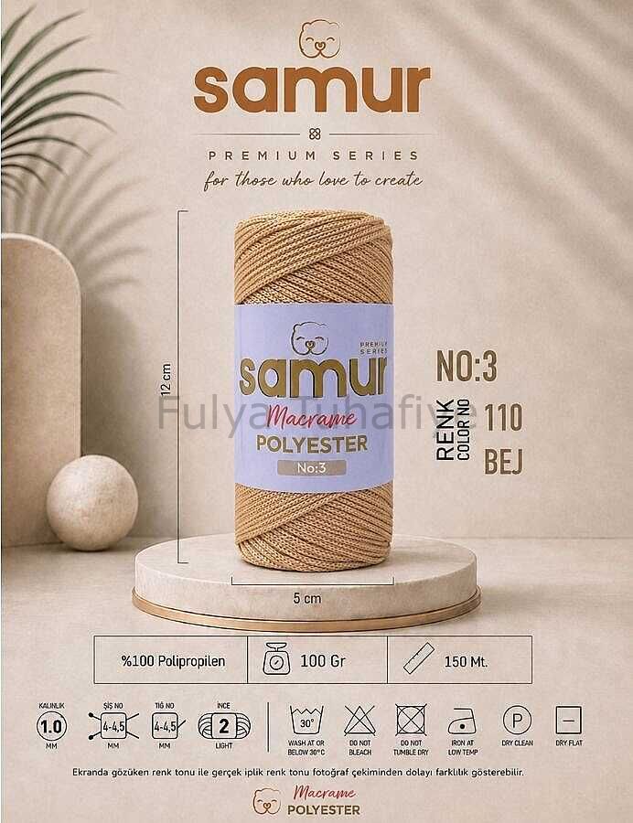 Samur Polyester Makrome 3 mm 0110 Bej