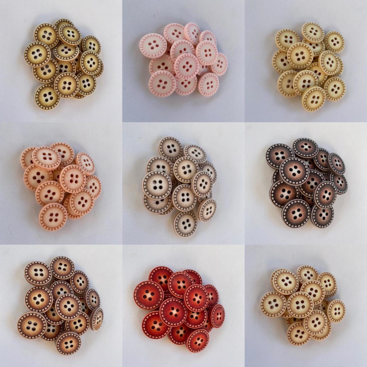 Renkli Eskitme Ahşap Düğme (1.5 cm)