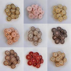Renkli Eskitme Ahşap Düğme (1.5 cm)