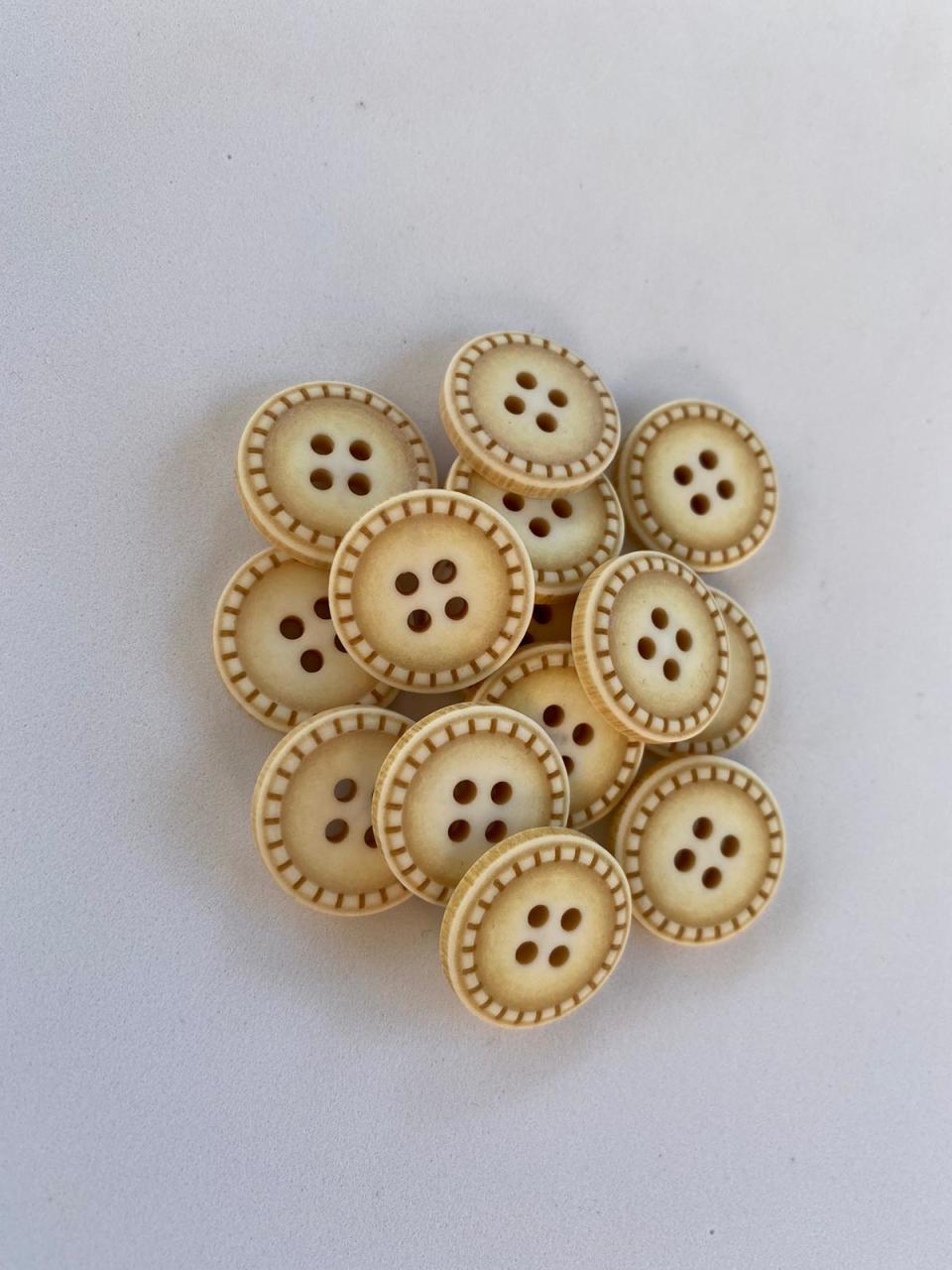 Renkli Eskitme Ahşap Düğme (1.5 cm) Açık Cappuccino