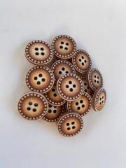 Renkli Eskitme Ahşap Düğme (1.5 cm) Açık Kahverengi